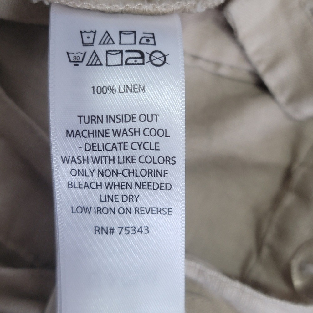 Christian Siriano Skirt Large Beige Linen Button Front Tie Waist‎ Midi Coastal - Picture 6 of 8